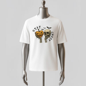 Stay Creepy Halloween T-Shirt – Skull and Pumpkin Graphic Tee